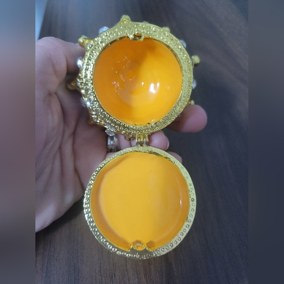 Gold Tone and Silver Tone Jeweled Crown Trinket Box - Picture 6 of 6